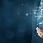 Translator App, Language Course And E-learning Concept. Person W